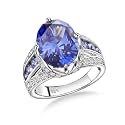 Emerald/Sapphire/Ruby/Tourmaline Rings for Women, 925 Sterling Silver Gemstone Engagement Anniversary Ring Big 6.5-8.5 Carat Birthstone Ring, Size 6 to 10 (Send Gift Box)