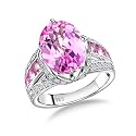 Emerald/Sapphire/Ruby/Tourmaline Rings for Women, 925 Sterling Silver Gemstone Engagement Anniversary Ring Big 6.5-8.5 Carat Birthstone Ring, Size 6 to 10 (Send Gift Box)