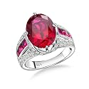 Emerald/Sapphire/Ruby/Tourmaline Rings for Women, 925 Sterling Silver Gemstone Engagement Anniversary Ring Big 6.5-8.5 Carat Birthstone Ring, Size 6 to 10 (Send Gift Box)