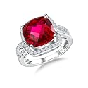 Emerald/Sapphire/Ruby/Tourmaline Rings for Women, 925 Sterling Silver Gemstone Engagement Anniversary Ring Big 6.5-8.5 Carat Birthstone Ring, Size 6 to 10 (Send Gift Box)