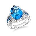 Emerald/Sapphire/Ruby/Tourmaline Rings for Women, 925 Sterling Silver Gemstone Engagement Anniversary Ring Big 6.5-8.5 Carat Birthstone Ring, Size 6 to 10 (Send Gift Box)