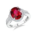 Emerald/Sapphire/Ruby/Tourmaline Rings for Women, 925 Sterling Silver Gemstone Engagement Anniversary Ring Big 6.5-8.5 Carat Birthstone Ring, Size 6 to 10 (Send Gift Box)
