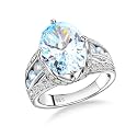 Emerald/Sapphire/Ruby/Tourmaline Rings for Women, 925 Sterling Silver Gemstone Engagement Anniversary Ring Big 6.5-8.5 Carat Birthstone Ring, Size 6 to 10 (Send Gift Box)