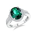 Emerald/Sapphire/Ruby/Tourmaline Rings for Women, 925 Sterling Silver Gemstone Engagement Anniversary Ring Big 6.5-8.5 Carat Birthstone Ring, Size 6 to 10 (Send Gift Box)