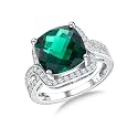 Emerald/Sapphire/Ruby/Tourmaline Rings for Women, 925 Sterling Silver Gemstone Engagement Anniversary Ring Big 6.5-8.5 Carat Birthstone Ring, Size 6 to 10 (Send Gift Box)