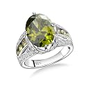Emerald/Sapphire/Ruby/Tourmaline Rings for Women, 925 Sterling Silver Gemstone Engagement Anniversary Ring Big 6.5-8.5 Carat Birthstone Ring, Size 6 to 10 (Send Gift Box)