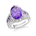 Emerald/Sapphire/Ruby/Tourmaline Rings for Women, 925 Sterling Silver Gemstone Engagement Anniversary Ring Big 6.5-8.5 Carat Birthstone Ring, Size 6 to 10 (Send Gift Box)