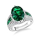 Emerald/Sapphire/Ruby/Tourmaline Rings for Women, 925 Sterling Silver Gemstone Engagement Anniversary Ring Big 6.5-8.5 Carat Birthstone Ring, Size 6 to 10 (Send Gift Box)