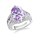 Emerald/Sapphire/Ruby/Tourmaline Rings for Women, 925 Sterling Silver Gemstone Engagement Anniversary Ring Big 6.5-8.5 Carat Birthstone Ring, Size 6 to 10 (Send Gift Box)