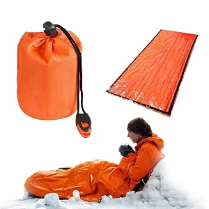 emergency bivvy sleeping bag with whistle buckle orange survival blanket for camping hiking mountaineering