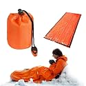 Emergency Bivvy Sleeping Bag with Whistle Buckle, Orange Survival Blanket for Camping, Hiking, Mountaineering