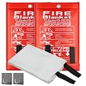 Emergency Fire Blanket, 40"x40" Fiberglass Suppression Fire Retardant Blankets for Home, Kitchen, Camping, Grill, Car, Office, Warehouse with Hooks(2 Pack)