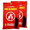 Emergency Fire Blanket for Fire Suppression, 39x39 inches Flame Retardant Fabric Fireproof Blanket, Survival Gear for Home Safety, Outdoor Camping (2 Pack)