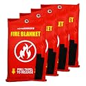 Emergency Fire Blanket for Fire Suppression, 39x39 inches Flame Retardant Fabric Fireproof Blanket, Survival Gear for Home Safety, Outdoor Camping (4 Pack)
