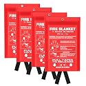 Emergency Fire Blanket for Kitchen and Home, 4 Pack 39.37”x39.37” Fiberglass Fire Safety Blankets for Survival, Suppression Fire Retardant Blanket for Fireplace Camping