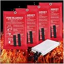 Mata Leon Emergency Fire Blankets Fire Retardant Blankets 4 Pack Fiberglass Fire Suppression Blanket Flame Retardant Protection&Heat Insulation Design for Kitchen Office Fireplace Car Camping
