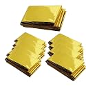 Emergency Mylar Thermal Blankets - Silver Gold Foil Space Blanket Survival Kit for Outdoors, Camping, Hiking, First Aid (Gold, 12pcs)