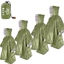 Emergency Poncho, 48.8 x 39 In Hiking Poncho with Drawstring Bag and Whistle for Car Activities,Camping Gear