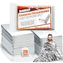 20-Pack Emergency Mylar Blankets, Thermal Space Blankets