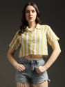 Emeros Casual Striped Women Yellow White Top