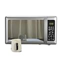 Emerson MW7601SL-N Countertop Microwave Oven with Sleek Mirrored Finish Glass Door, 700W, 10 Power Levels and 6 Pre-Programmed Settings with Child Safe Lock, 0.7. Cu. Ft., Silver