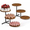 Emfogo Wooden Cupcake Stand, 3 Tier Dessert Table Display Set, Wood Dessert Tower for Party Afternoon Tea Baby Shower Wedding Birthday, Large Tiered Serving Stand for Cake Cookie Food (2 Pack)