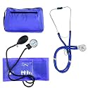 EMI Royal Blue Dual Head Sprague Rappaport Stethoscope and Manual Blood Pressure Adult Cuff Aneroid Sphygmomanometer Set