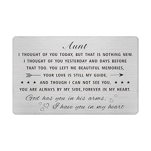 emideary loss of aunt gifts - sympathy gifts for loss of aunt - loss of aunt sympathy card - memorial gift for loss of aunt - rememberance wallet card for loss of auntie