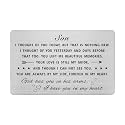 Emideary Loss of Son Sympathy Gifts - Sympathy Memorial Engraved Wallet Card Inserts for Loss of Son - Credict Card Size, Stainless Steel
