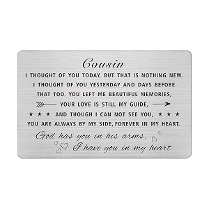 emideary memorial gifts - sympathy card amp wallet card inserts for loss of cousin