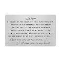 Emideary Sympathy Gifts for Loss of Sister - Memorial Wallet Card Inserts for Loss of Sister- Stainless Steel Metal Cards with Giftable Envelope