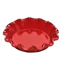 Emile Henry Made In France Burgundy Ruffled Pie Dish 10.5" X2.5"