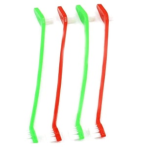emily pets 4 pieces double headed dog cat toothbrush long handle pet toothbrushes dual ended dog toothbrush soft bristles dog teeth cleaning brush for pet dog puppy kitten dental carecolor may vary