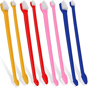 emily pets 8 pieces double headed dog cat toothbrush long handle pet toothbrushes dual ended dog toothbrush soft bristles dog teeth cleaning brush for pet dog puppy kitten dental carecolor may vary