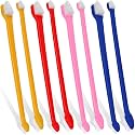 Emily Pets 8 Pieces Double Headed Dog Cat Toothbrush Long Handle Pet Toothbrushes Dual Ended Dog Toothbrush Soft Bristles Dog Teeth Cleaning Brush for Pet Dog Puppy Kitten Dental Care(Color May Vary)