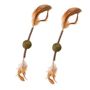emily pets cat interactive catnip assorted soft feather silver vine chew teething toy for kitten cat pack of 2