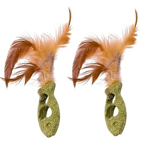 emily pets catnip toys for indoor cats - interactive chew and teething feather toy fish shape pack of 2