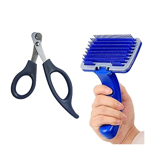 emily pets dog nail cutter filer and dog self cleaning slicker brush combo pack of 2 blue small