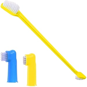 emily pets dog toothbrush set dual-headed brush and 2 bonus finger brushes freshens dog39s breath vet and pet groomer recommended use with dog toothpaste 3 piecescolor may vary