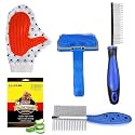 Emily Pets Grooming Combo Pet Wipes Gloves and Pet Bath Grooming Gloves,Pet Comb Pet Slicker Brush and Nail Clippers for Puppy Cat and Kitten (Multi Color, Pack 5)