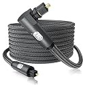 EMK 90 Degree Toslink Optical Cable 360 Degree Free-Rotating Plug Fiber Optic Cable S/PDIF Toslink Male to Male for Home Theater, Sound Bar, TV, PS4, Xbox,Grey (30ft/10m)