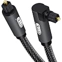 EMK Optical Digital Audio Cable, 90 Degree Toslink Cable 360 Degree Free-Rotating, S/PDIF Cord for Home Theater, Sound Bar, TV, PS-4, Xbox, VD/CD Player, Game Console (1M/3.3Ft, Grey)