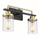 Emliviar 2-Light Gold Bathroom Light Fixtures - Vanity Light in Black and Gold Finish with Clear Glass, YCE238B-2W BK+BG