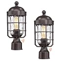 Emliviar 2-Pack Dusk to Dawn Outdoor Post Lamps, GE255P-L-PC-2 ORB-WG