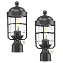 Emliviar 2 Pack Dusk to Dawn Outdoor Post Lights, Black, GE255P-L-PC-2 BK