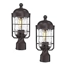 Emliviar 2 Pack Outdoor Pole Lanterns, Oil Rubbed Bronze, GE255P-L-2 ORB-WG
