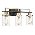 Emliviar 3-Light Bathroom Vanity Light Fixtures - Black and Gold Finish with Clear Glass, YCE238B-3W BK+BG