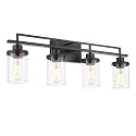 Emliviar 4 Light Vanity Lights Over Mirror with Clear Glass, 29.3" Matte Black Bathroom Vanity Lighting for Living Room, YCE238B-4W BK