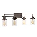 Emliviar 4-Light Vintage Vanity Light - Farmhouse Bathroom Wall Light Fixtures, Oil Rubbed Bronze Finish with Clear Glass, YCE238B-4W ORB