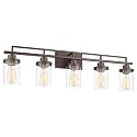 Emliviar 5-Light Rustic Vanity Light Fixture for Bathroom, 36" Farmhouse Bathroom Wall Lighting, Oil Rubbed Bronze Finish with Clear Glass, YCE238B-5W ORB